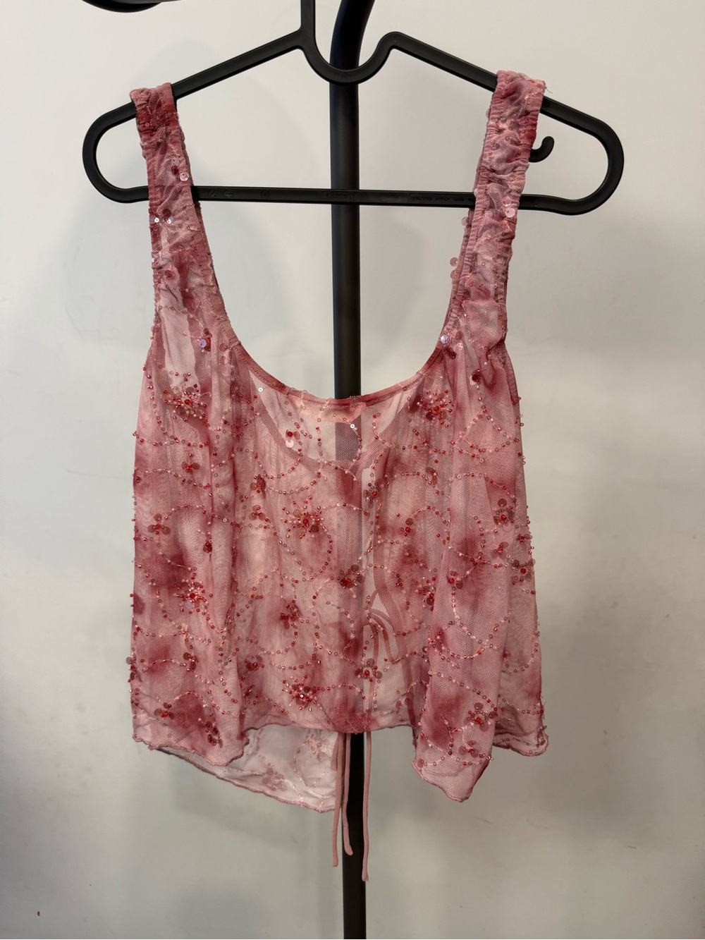 Zara Blush Pink Beaded Sheer Camisole